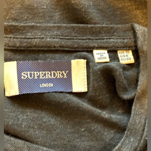 Superdry Black Knit Shirt V Neck Lace Detail Long Sleeve Tee Size 6 - Picture 3 of 5